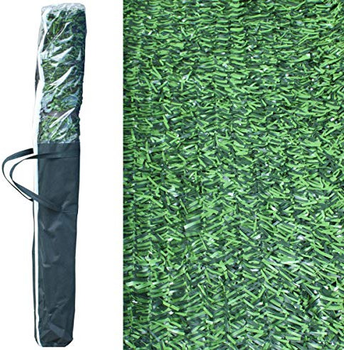 ADO - Seto Artificial Decorativo tupido ignífugo de 3 Metros de Largo x 1 Metro de Altura. Seto Artificial Decorativo Verde de 90 Varillas 80% ocultación. (1- Rollo seto 3x1)