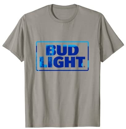 Bud Light Grau Logo T-Shirt, Herren, S, Klassische Passform, Halbarm, Rundhals-Ausschnitt, Einfarbig, 100% Baumwolle, Imported