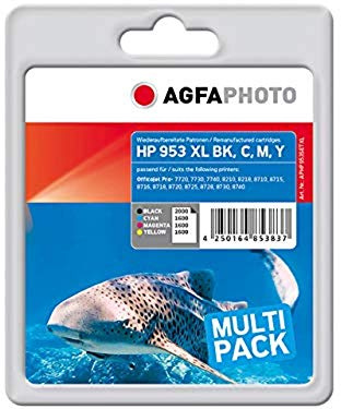 AgfaPhoto APHP953SETXL Ink Cartridge Compatible with HP OJPRO8210 / 3HZ52AE 953XL / 1 x 42.5 ml / 3 x 20 ml Multi-Coloured