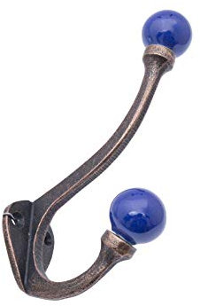Knober Vintage Keramikhaken Antik, Wandhaken, Garderobenhaken mit Keramikkugel (Lila/Violett)