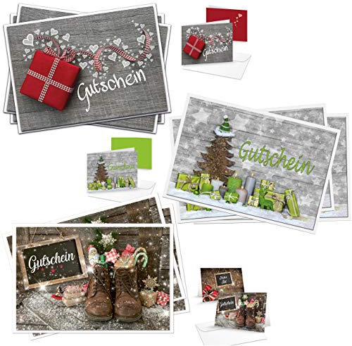Logbuch-Verlag 9 Gutscheine Weihnachten leer blanko weihnachtliche Gutscheinkarten MIT KUVERTS Klappkarten Geschenkgutscheine SET