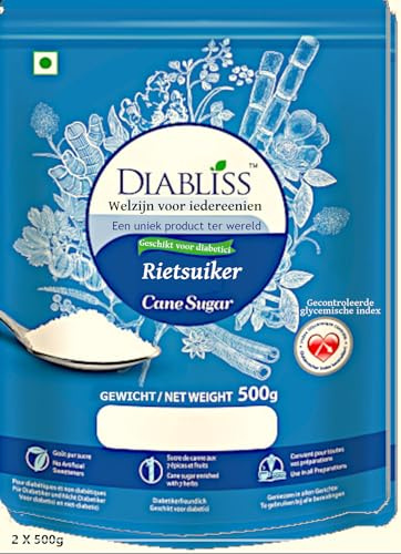 Sucre de Canne SANTÉ Diabliss. Pour TOUS. Régimes SANS SUCRE, Minceur femmes enceintes sportifs et Tous. IG contrôlé. Pour gâteaux, Desserts Recettes zéro calorie- 100% naturel vrai sucre 2x500g