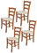 Tommychairs - 4er Set Stühle VENICE für Küche und Esszimmer, Struktur aus lackiertem Buchenholz im Farbton Kirschholz und gepolsterte gepolsterte Sitzfläche mit STOFF in der Farbe Elfenbein bezogen