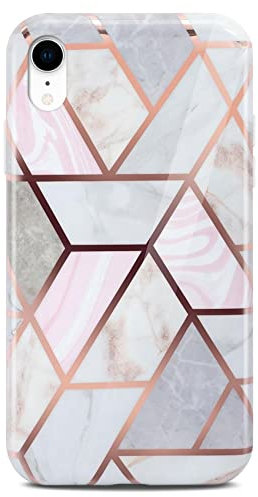 ONEFLOW Sense Case kompatibel mit Apple iPhone XR Hülle in Marmor Optik, Schutz für Kamera und Bildschirm, Glitzer Handyhülle aus Silikon - glänzend Gold (Thrill)