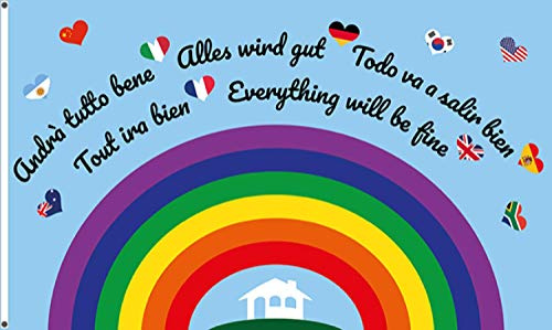 Flaggenfritze® Flagge/Fahne Regenbogen Alles Wird gut - 60 x 90 cm