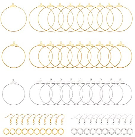 PH PandaHall 130pcs Kit Boucles D'oreilles Creation Attache Boucle D'oreille avec Crochets de Boucle d'oreille et Anneaux de Saut pour la Fabrication de Bijoux de Boucle d'oreille (Platine et Or)