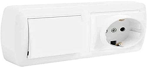 BASE DOBLE BIPOLAR CON T/T LATERAL + CONMUTADOR Y CON OBTURADOR 148X72X42MM S. MURAL SOLERA