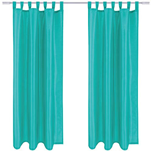 Bestlivings Blickdichte Gardine Alessia 2er Pack in Türkis mit Schlaufen Gr. 140x175cm (BxL), in vielen Größen und Farben