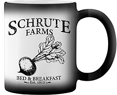 The Office TV Show Schrute Farms Dwight Dunder Miffline Beets Magie noire tasse à café Mug