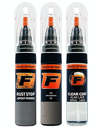 FIRANTO Lackstift Autolack Reparaturset für VW/Volkswagen Z1 Limestone Grey - 3-in-1 Autolack Kratzer Reparaturstift 15ml Grundierung, Klarlack