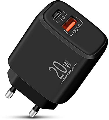 LUOSIKE USB C Ladegerät/Netzteil für iPhone 16/15/14/13/12/11/Pro/Max/SE/16e, 20W USB C Stecker mit 2-Port (PD/QC3.0), Schnellladegerät/Ladeadapter für Samsung S25/S24/S23/S22/S21, Google Pixel 9/8