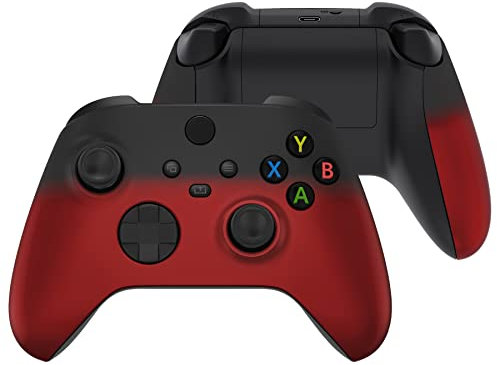 eXtremeRate Cover Joystick Custodia Copertura Frontale con Impugnatura Grip Pannello DIY Ricambio per Xbox Series X S Controller Model 1914-Rosso Nero