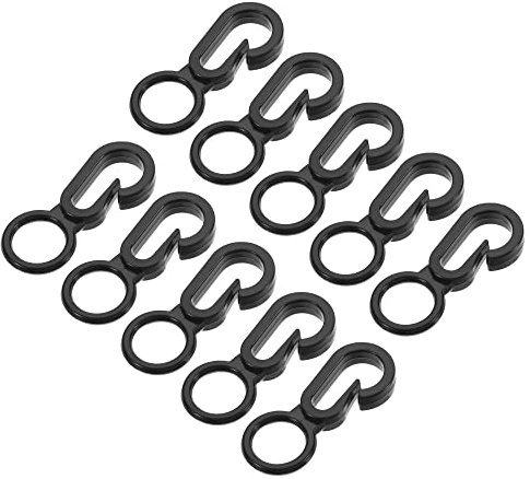 sourcing map Camping Snaps Hooks Plastic Buckles, 8mm Hole Clip Accessories for Tent Canopy, Black Pack of 10