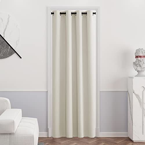 PONY DANCE Gardinen Kinderzimmer Mädchen - 1 Stück H 240 x B 140 cm Verdunkelungsvorhang Abdunkelnd Gardinen mit Ösen Thermovorhang gegen Kälte und Hitze Vorhang Tür, Hellbeige