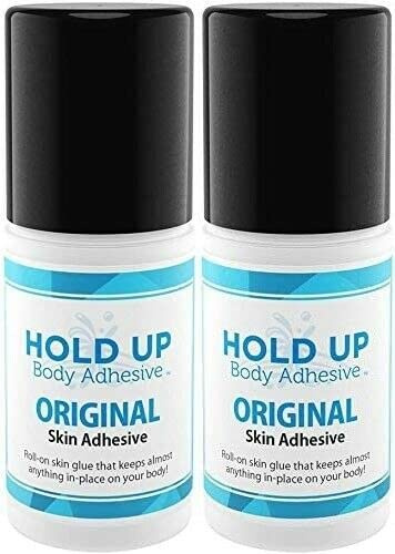 Hold Up Body Adhesive Original Roll-On – Body Glue for Dancers, Skin Adhesive for Compression Stockings, Sock Glue for Costumes, Lingerie, Cosplay, Fashion & Support Wear – 2 oz Bottle (2)