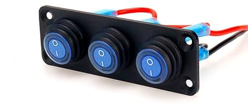 Alluminio- Pannello interruttori per barche Pannello di controllo 12v Interruttore a levetta ON/OFF Pannello interruttori a bilanciere impermeabile con luce LED blu per auto RV Roulotte Rimorchi Barca