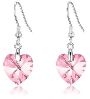 Boucles d'oreilles coeur rose clair en argent sterling créées avec des cristaux Zircondia®