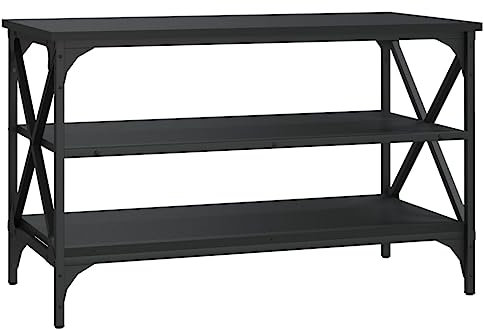 vidaXL Meuble TV, Table TV avec Pieds Réglables, Meuble Télé avec Rangement Salon Salle de Séjour, Industriel, Noir Bois d'Ingénierie
