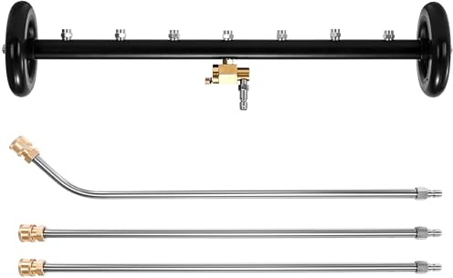 Tool Daily 24 Undercarriage Cleaner & Water Broom, 7 Nozzles, 4000 PSI | 1/4 Quick Connect, Fits Most Pressure Washer Wands, Pivoting Coupler Switches Modes, For Driveways, Decks, Patios