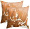 Kuhfell Kissenbezüge 40x40cm 2er Set Kissenbezüge Kuhfell Gedruckt Kissenbezug Kissenhülle für Wohnzimmer Schlafzimmer Western Bauernhof Tier Haut Weiß Braun Sofakissen Couchkissen für Sofa