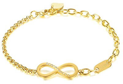 OIDEA Damen Armband, Infinity Unendlichkeitszeichen mit Zirkonia Edelstahl, Verstellbar 22 cm Geschenk in Geburtstag Jahrestag, Gold