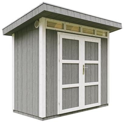 Gartenhaus Premium Qualität 3m² - L161xW294cm- All-Inclusive-Set mit Boden, Bitumen-Dachziegeln, Farbset- Hochwertiger Geräteschuppen aus Holzwerkstoffplatten LP Smartside - M901A Cavern Steel