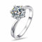 IUDWCG - 1 Pcs Bague femme, bague flocon de neige or blanc six griffes, bague ouverte réglable en cuivre anti-allergie, cadeau pour une charmante fille ou mère, argent