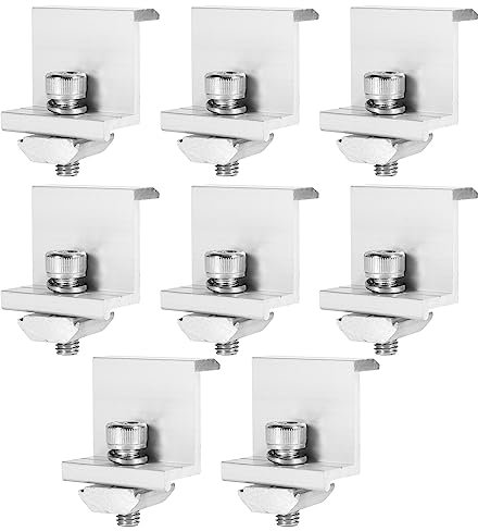 DEWIN Solar End Clamp, 8pcs Solar Panel Holder 35mm End Clamps Solar Panel Mounting Bracket Clamp Photovoltaic Support Stand Solar System Accessories