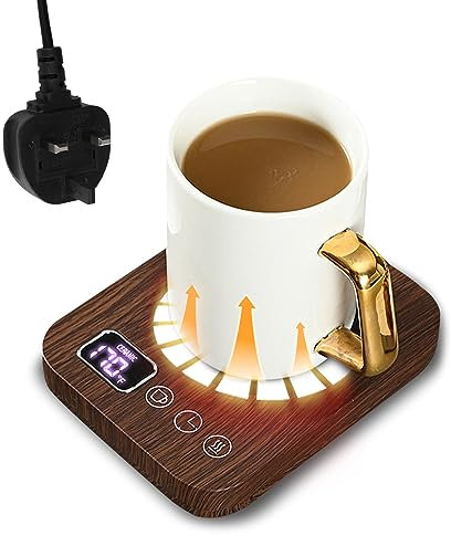 Coffee Mug Warmer, 30W Electric Cup Warmer for Desk with 3 Temperature Settings, LED TEM/Time Display, and 2-12H Timer, Smart Beverage Warmer for Desk Office Home, UK Plug