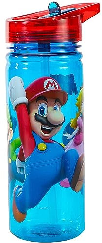 CARTOON Borraccia in tritan Super Mario ecozen con beccuccio ripiegabile bottiglia per bambini 580 ml BPA Free