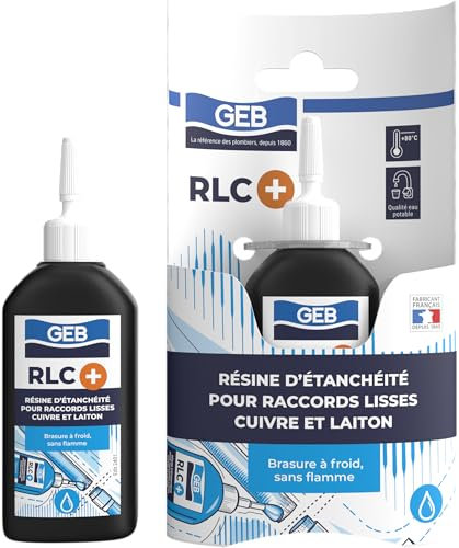 GEB RLC + Résine pour le raccordement sans flamme d'une installation complète en cuivre et laiton. Flacon 30 ml