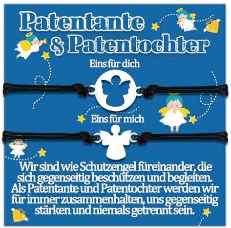 Patentante Armband Patentochter Geschenke für Patenkind Von Patentante Patentochter Armbänder Geschenk zum Geburtstag Geschenkideen Schutzengel Schmuck Frauen Schmuckset für 2 Damen Sinvolles
