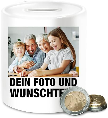 Spardose - Mit Foto I Eigenem Bild I Text I Name I Wunschtext - Unisize - Weiß - wunschmotiv Foto-spardose selbst drucken Photo sparbüchse zum selber beschriften personalisierte trinkgeldkasse