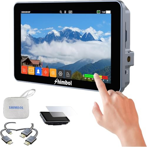 Shimbol M5 5.5 4K HDMI HDR Touchscreen On Camera Field Monitor with 3D LUT Support, 1200 nits Brightness Camera Screen, and Colour Calibration for DSLR and Mirrorless Cameras