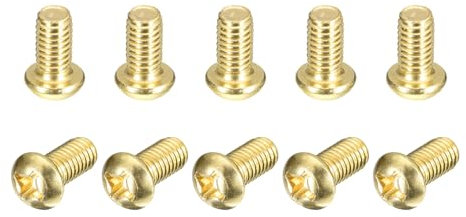 sourcing map Lot de 20 vis à métaux en laiton M6 x 10 mm Phillips à tête cylindrique pour meubles, matériel de bureau, électronique