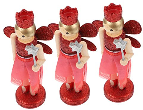 DRESSOOS 3St Nussknacker Engel Nussknacker-Baumspitze Nussknacker-Puppe weihnachtsdeko Puppen Kamindekor Ornament Nussknacker-Dekor aus Holz Cartoon-Nussknacker-Dekor Weihnachtsbaum Baby