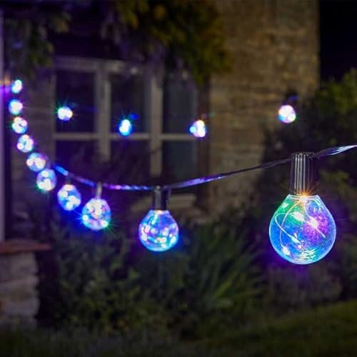 Garden Mile Multi Coloured Outdoor Lights 14M/45FT Festoon Light Outdoor Garden Lights Main Powered Waterproof Christmas Lights Decorations for Home Fence Gazebo Patio Parties Wedding Parties