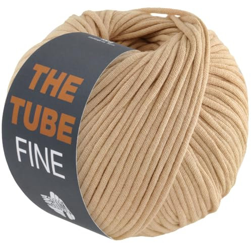 LANA GROSSA The Tube Fine | Dünnes, gefülltes Baumwollschlauchbändchen - ideal für Dekoartikel & Taschen | Handstrickgarn aus Baumwolle & Polyamid | 100g Wolle zum Stricken & Häkeln | 140m Garn FB125