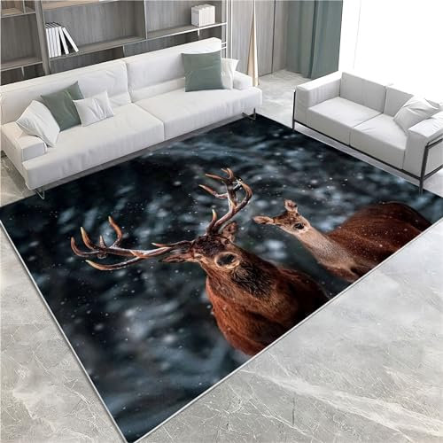 Teppiche Wohnzimmer tierisches braunes wildes REH Teppich Kinderzimmer rutschfeste Unterseite, FüRs Wohnzimmer Schlafzimmer Und das Kinderzimmer Moderner Teppich 80x150