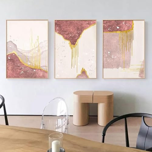 AWKFHF Impression sur Toile Abstrait Doré Abstrait Rose Texture Lumière Luxe Tableau Décoration Murale,Toile Peinture Affiche Chambre Salon Art Décoration (3X20X30CM,sans Cadre)