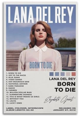 Lana Delrey Born to DieMusic-Album-Poster, Leinwand-Kunstdruck, Pop-Musikalbum, Kunstalbum, Wohnzimmer, Heimdekoration, Kunst, 20 x 30 cm, ungerahmt, 38