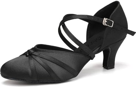 VCIXXVCE Chaussures de Danse Latine Femme Bout Fermé Noir Salsa Tango Bachata Chaussures de Danse de Salon, 40 EU