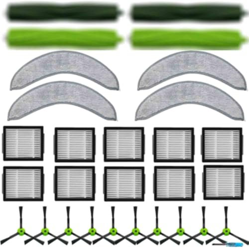 2 Set of Roller Brush & 10 Filters & 4 Mop Pads & 10 Side Brushes Replacement Parts Accessories Compatible with iRobot Roomba Combo J7+ Robot Vacuum Cleaner,