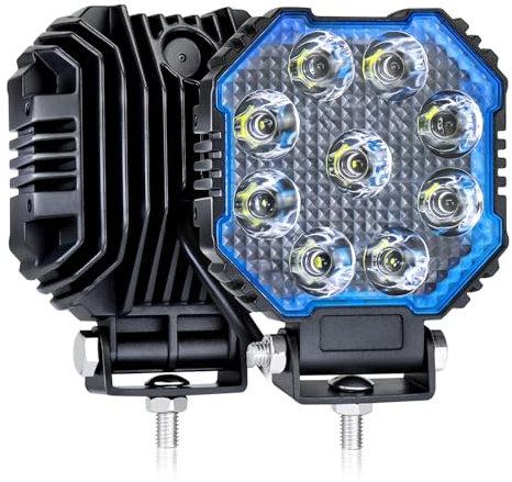 Fxlpower 2 Pièces 60W Phare de Travail LED 2700lm, IP67 étanche Feux de travail 12-24V pour SUV, Camions, Camionnettes, Tracteurs, Pelles mécaniques, Chargeurs, Bouteurs