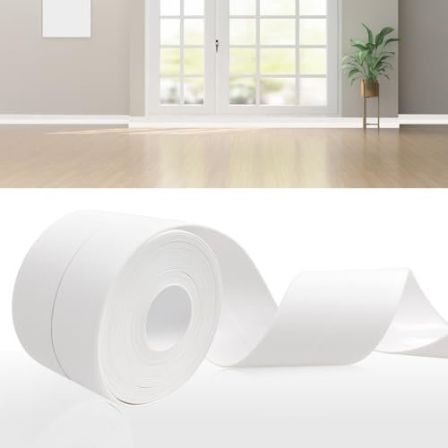 DIKARIYA Plinthe Souple Autoadhésive, 19x19mm 25m Blanc Plinthe PVC Adhesive Cuisine, Plinthe PVC Souple Convient pour Cuisine et Salle de Bain, Flexible Ruban Autocollante d'étanchéité en PVC