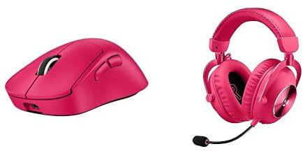 Logitech G Pro X Superlight 2 Dex, ratón inalámbrico Lightspeed para Gaming, 32K dpi, Carga USB-C + Pro X 2 Lightspeed Auriculares Gaming inalámbricos, transductores grafeno 50 mm - Rosa