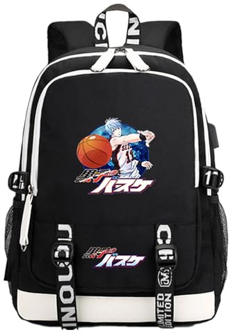 Charous Anime Manga Kuroko's Basketball Schwarz Oxford Tuch Rucksack Schule College Tasche für Kuroko Tetsuya Fan Cosplay Geschenk, schwarz 1, One size