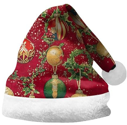 BOTCAM Christmas Hat for Adult Holiday Parties and Costume Events Christmas Tree Santa Printing Santa's Hat Lustige (Watermelon Red, M)