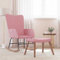 Myheimly Schaukelstuhl mit Hocker, Schwingstuhl mit Armlehne, Schaukelsessel mit Holzkufen Stahlgestell, Relaxsessel Schwingsessel Wohnzimmer, Samt Schaukelstuhl Rosa,Mit Fußablage