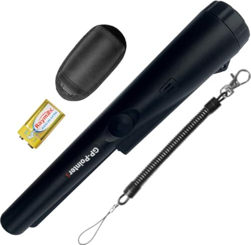 JYVY Power Pro GP-Pointers Metal Detector Pinpointer – Waterproof 360° High Accuracy Search Probe for Treasure Hunting, Professional Handheld Pinpointer Wand, with 9V Battery (Space Black)